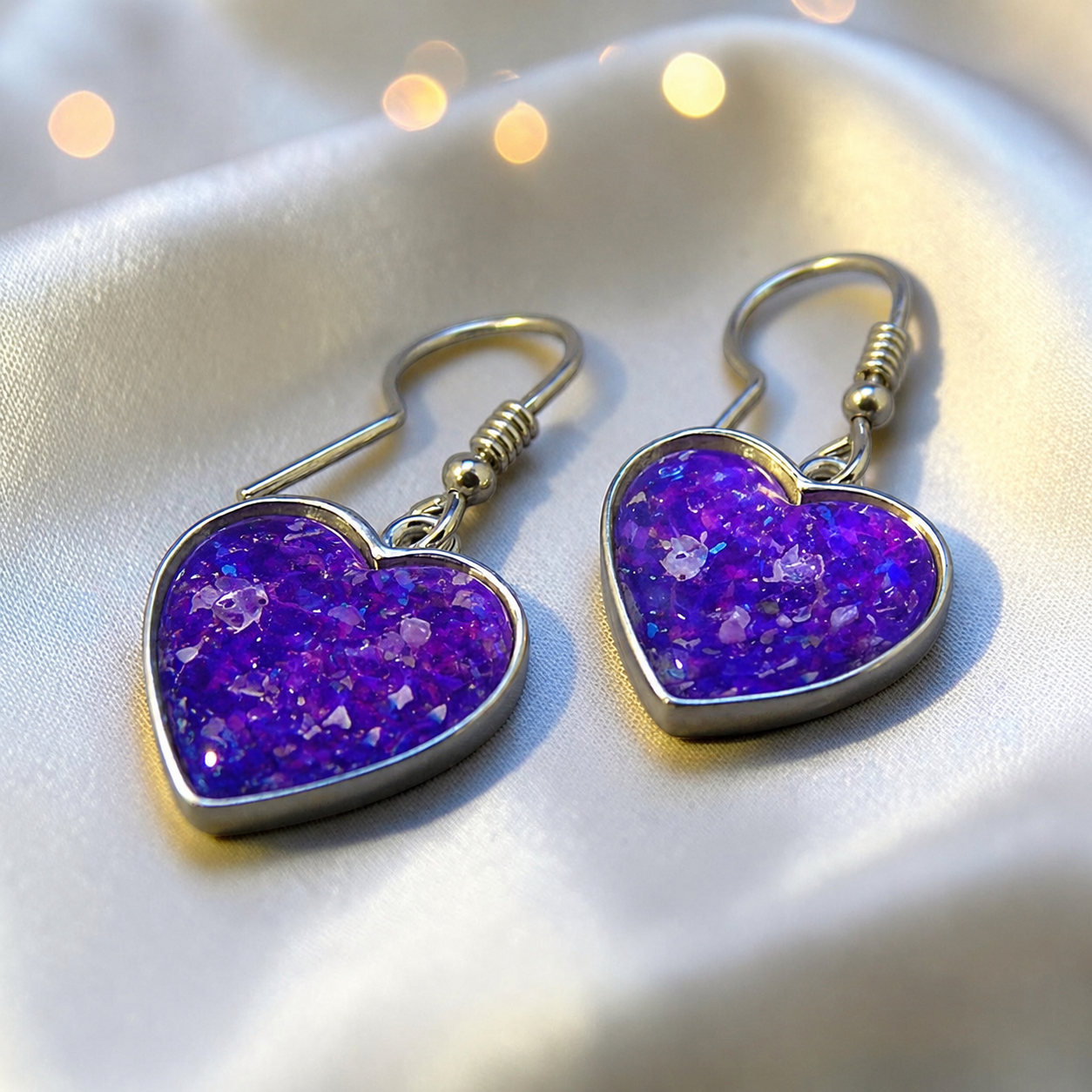 Keepsake Memorial Silver Ladies Heart Ashes Earrings - Whispers Of Love
