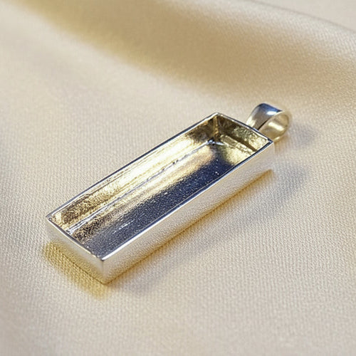 silver oblong memorial pendant, handcrafted in lancashire
