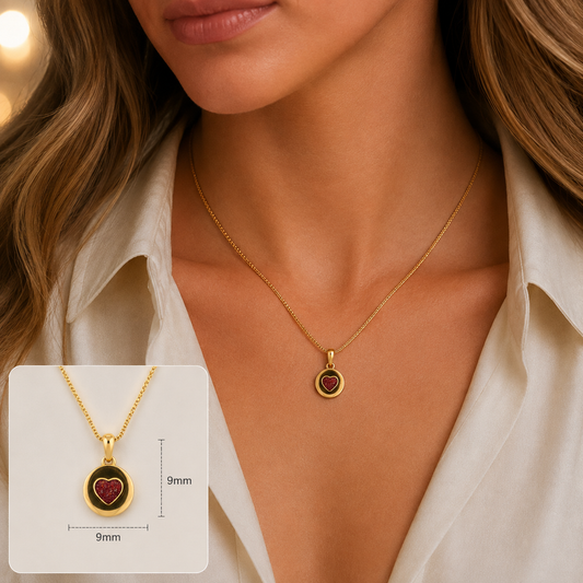 Ruby Red Dainty Heart 9ct gold pendant, handcrafted in Lancashire UK – by Keepsake Memorial Jewellery