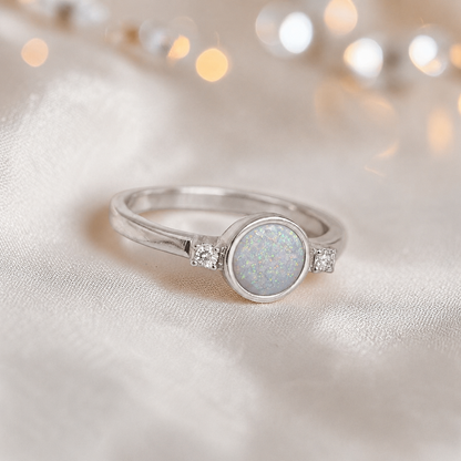 Keepsake Memorial Silver Azrael Ashes Ring in White Snow  - Handcrafted in the UK