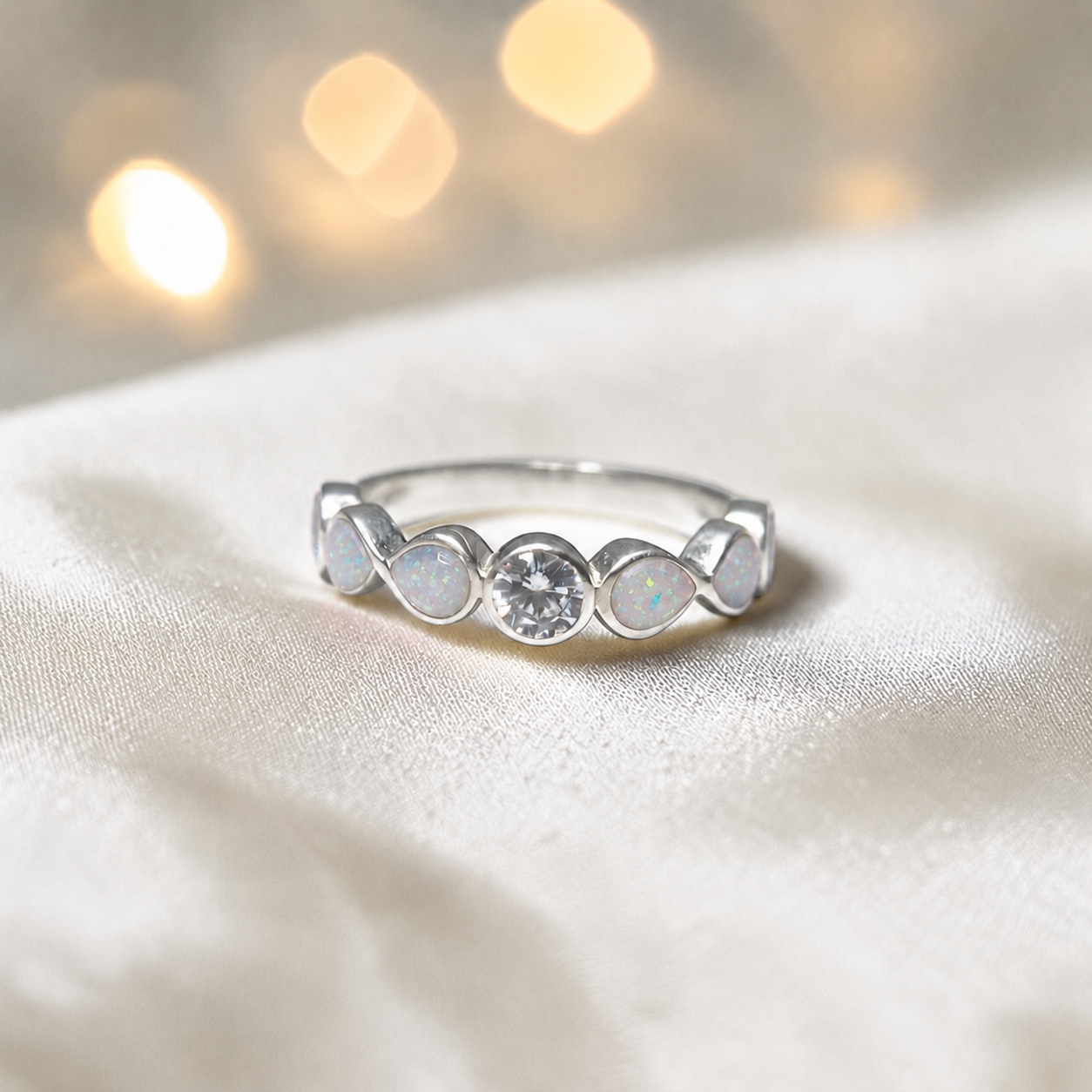 Keepsake Memorial Silver Celestina Ashes Ring in White Snow - Handcrafted in the UK