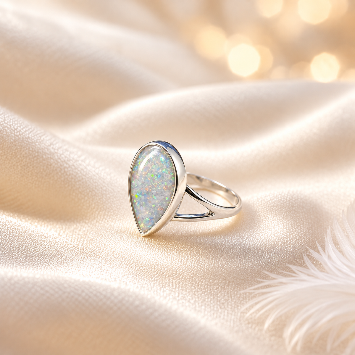 keepsake memorial silver teardrop ring  Elizabeth, handcrafted in Lancashire
