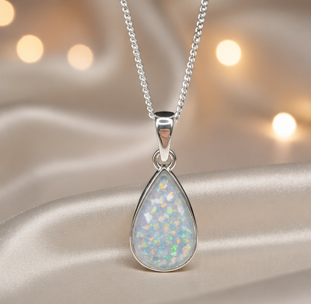 Keepsake Memorial Silver Ladies Teardrop Shape Ashes Pendant - Vega