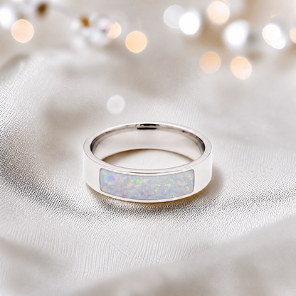 White snow Solace men's sterling silver ring, handcrafted in Lancashire UK by Keepsake Memorial Jewellery