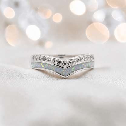 Keepsake Memorial Silver Sophia Ashes Ring in white snow - Handcrafted in the UK