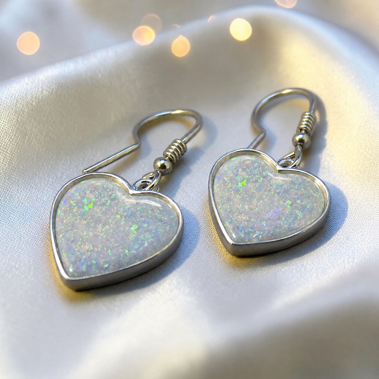 Keepsake Memorial Silver Ladies Heart Ashes Earrings - Whispers Of Love