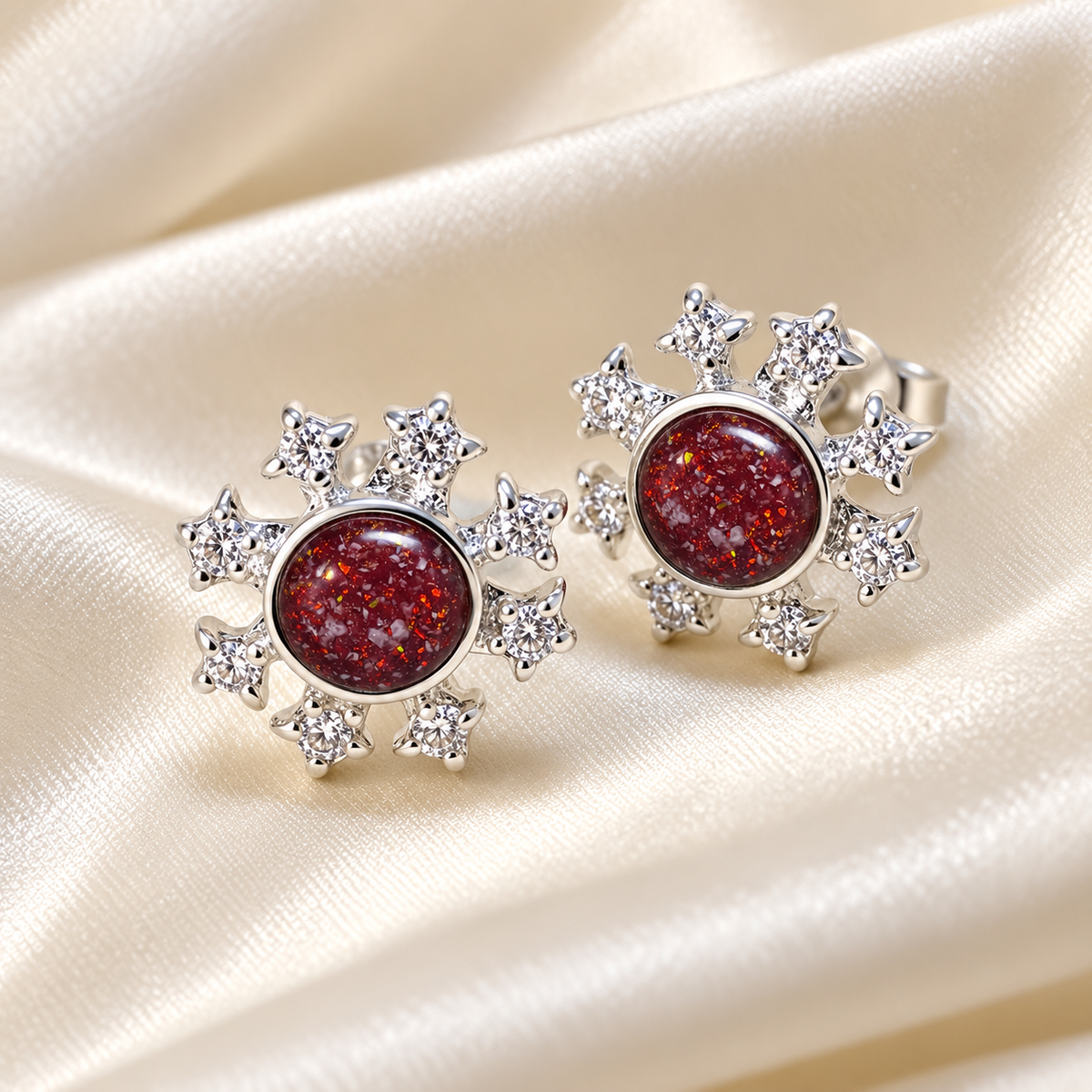 Keepsake Memorial Jewellery Silver Ashes Snowflake Earrings