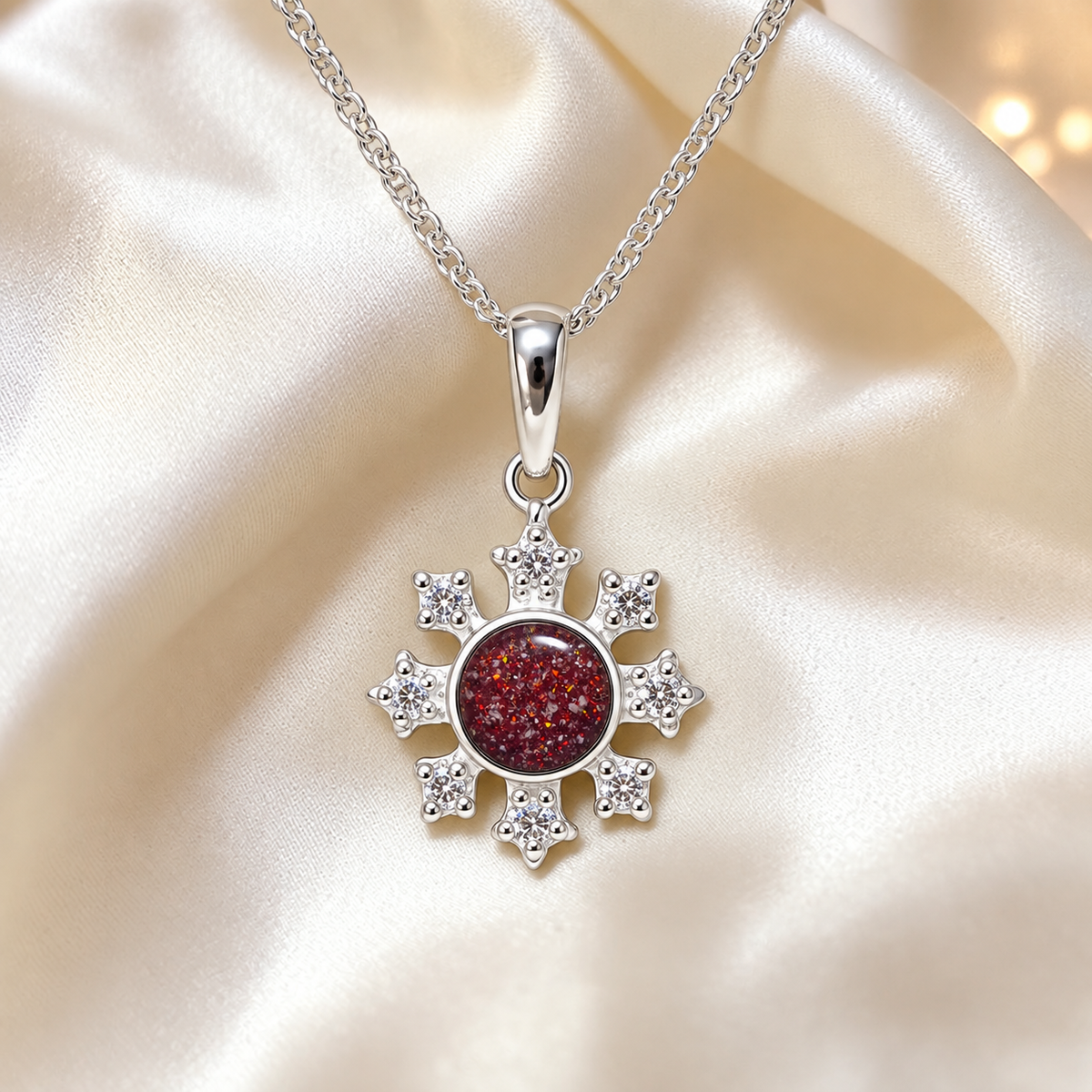 Keepsake Memorial Jewellery Silver Ashes Snowflake Pendant