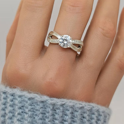 Infinity Solitaire worn on hand — silver ashes memorial ring, handcrafted in Lancashire, UK