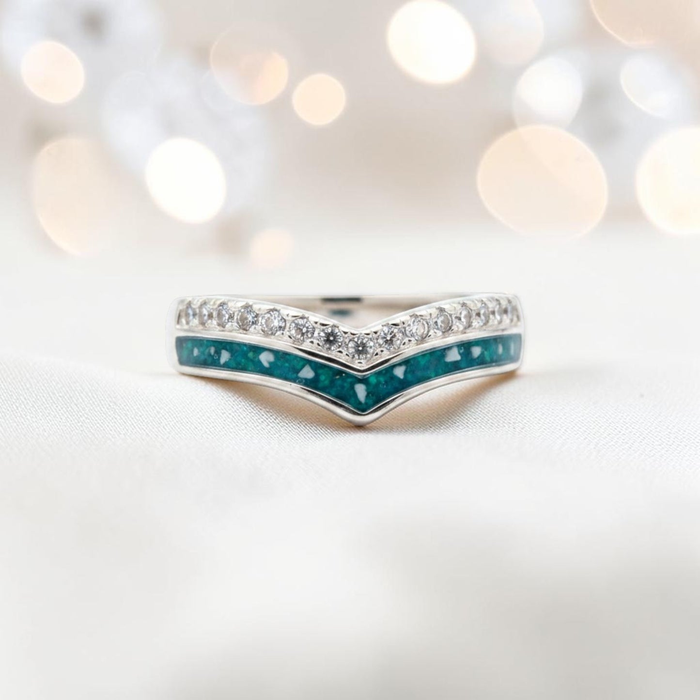wishbone cz memorial ring, handcrafted in lancashire 