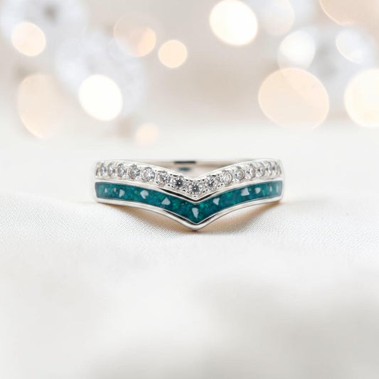 wishbone cz memorial ring, handcrafted in lancashire 