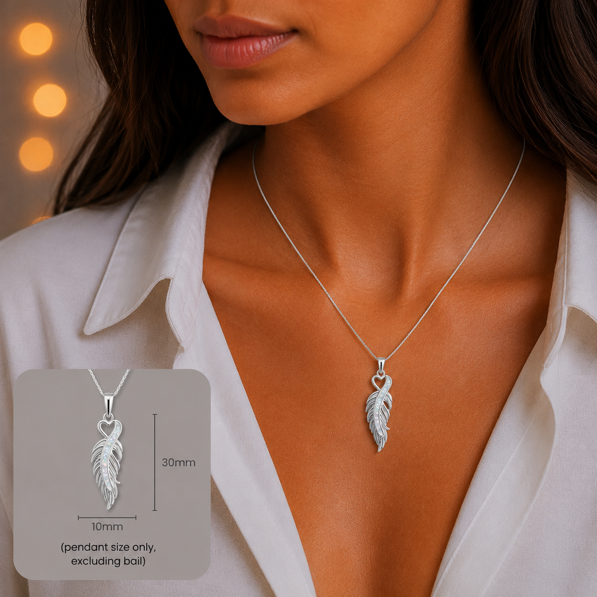 Spica feather pendant in silver with ashes, handcrafted in Lancashire UK