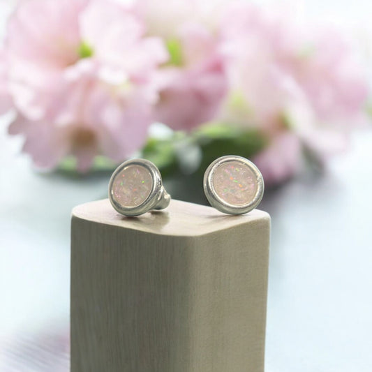 Heavy Silver Collet Style Ear Studs