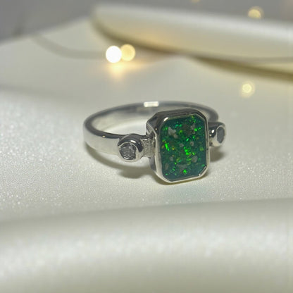 Anastasia Ring — silver square cut ashes memorial keepsake ring, handcrafted in the UK
