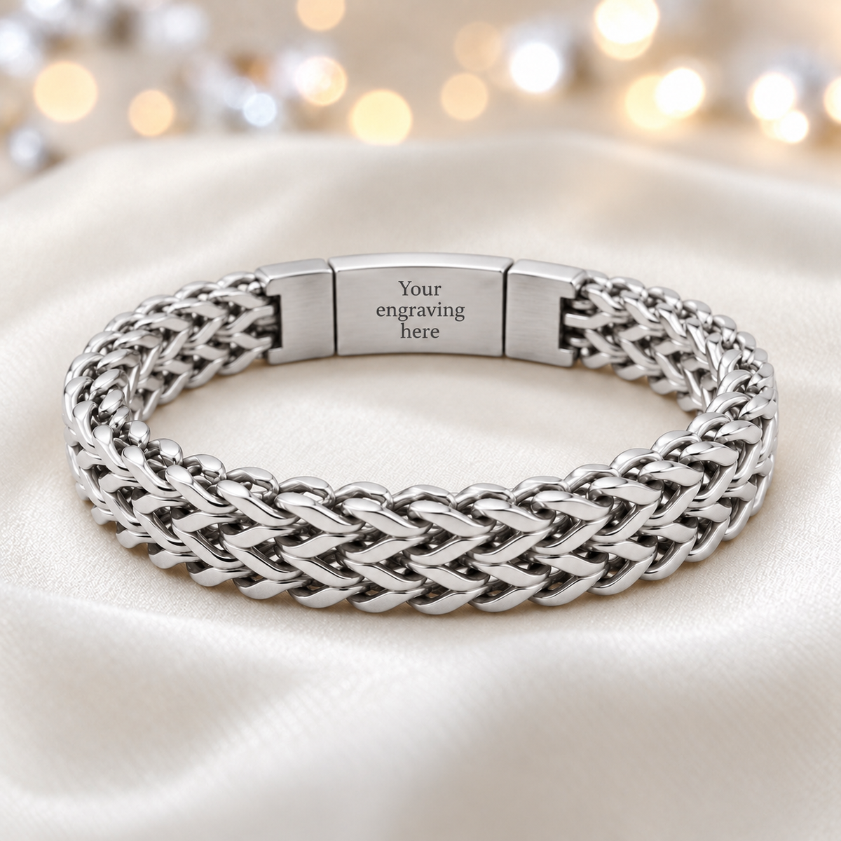 Engraved Heritage men's stainless steel  memorial bracelet , handcrafted in Lancashire UK by Keepsake Memorial Jewellery