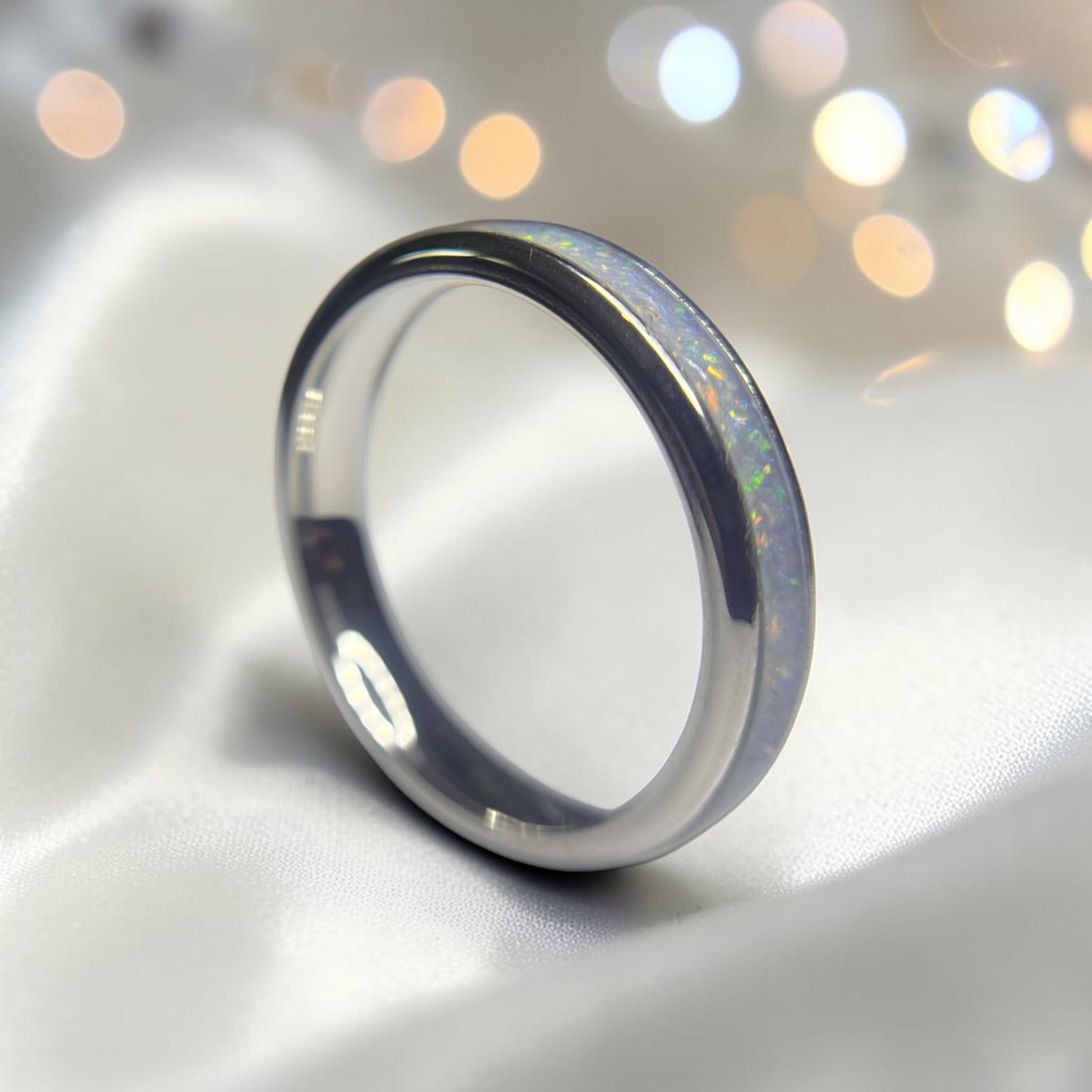 stainless steel unisex channel ashes ring, handcrafted in uk