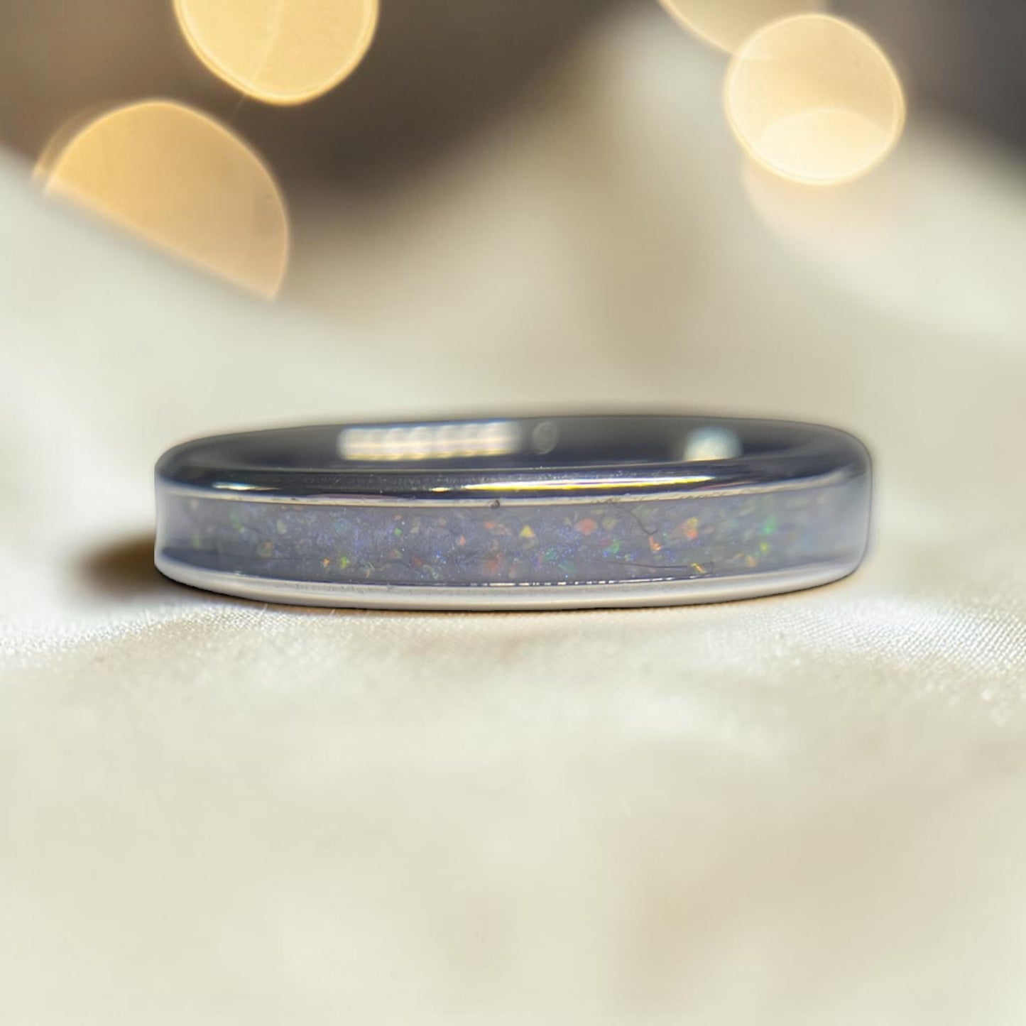 stainless steel channel ring, suitable for ashes, handcrafted in lancashire 