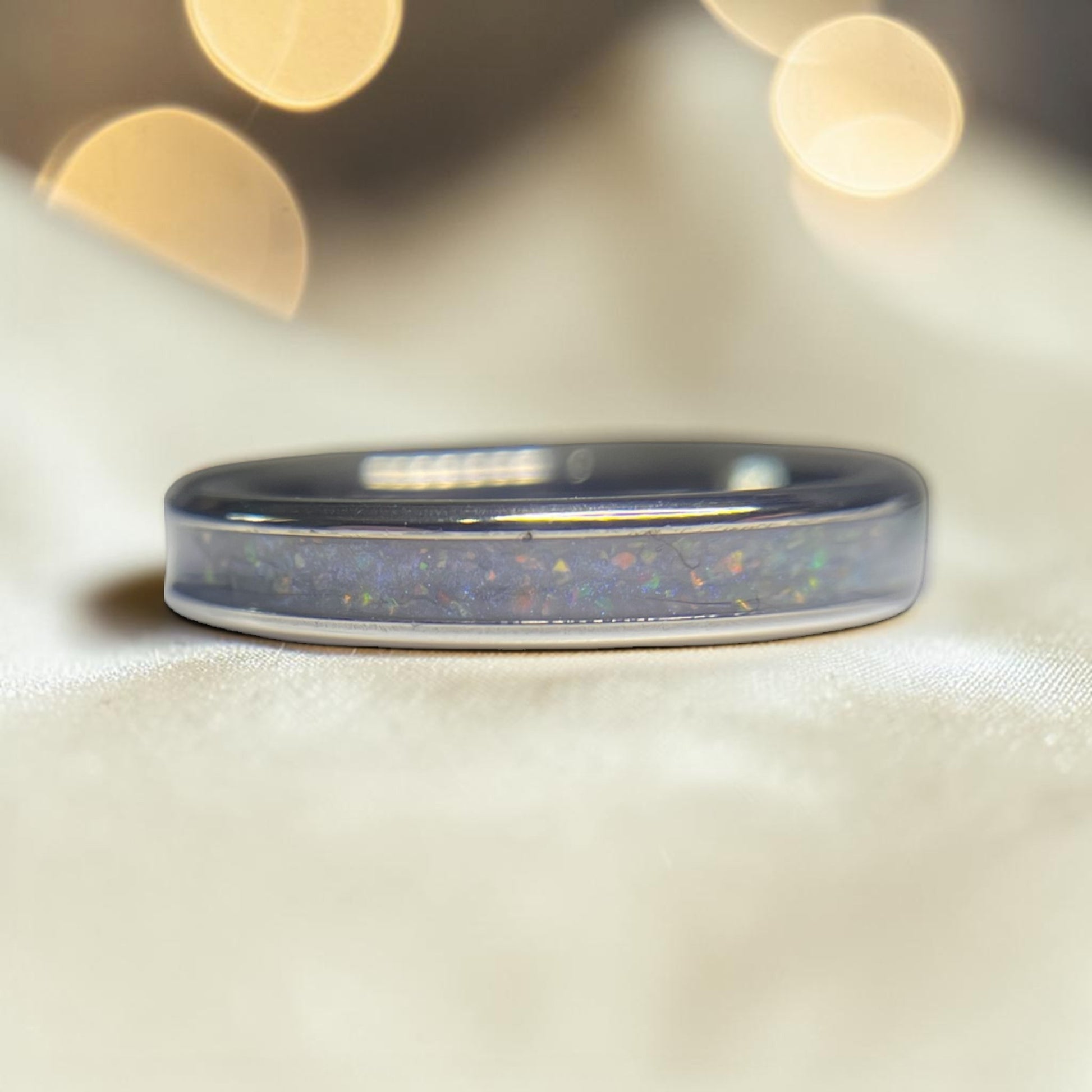 stainless steel channel ring, suitable for ashes, handcrafted in lancashire 