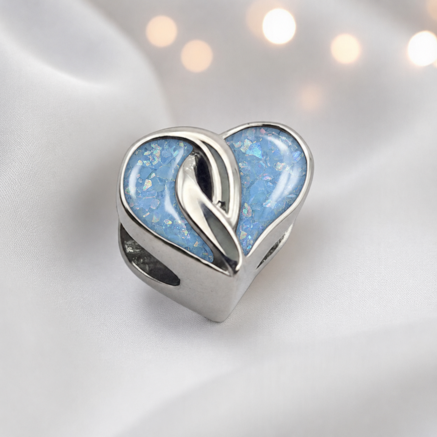 stainless steel cross heart ashes charm, handcrafted in uk