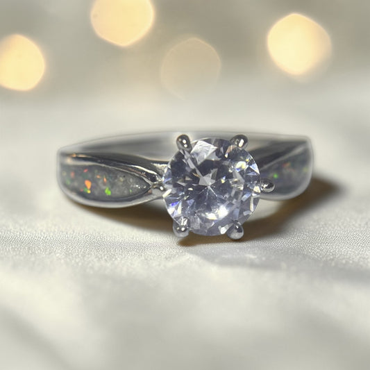 stainless steel solitaire ashes ring, handcrafted in uk