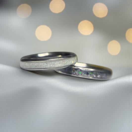 unisex stainless steel channel rings, handcrafted in Lancashire