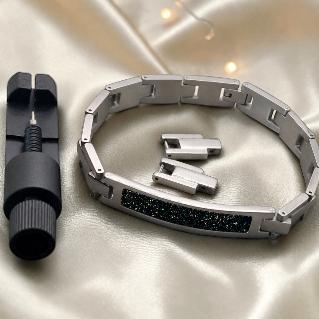 Stainless steel link ID memorial ashes bracelet – Keepsake Memorial Jewellery