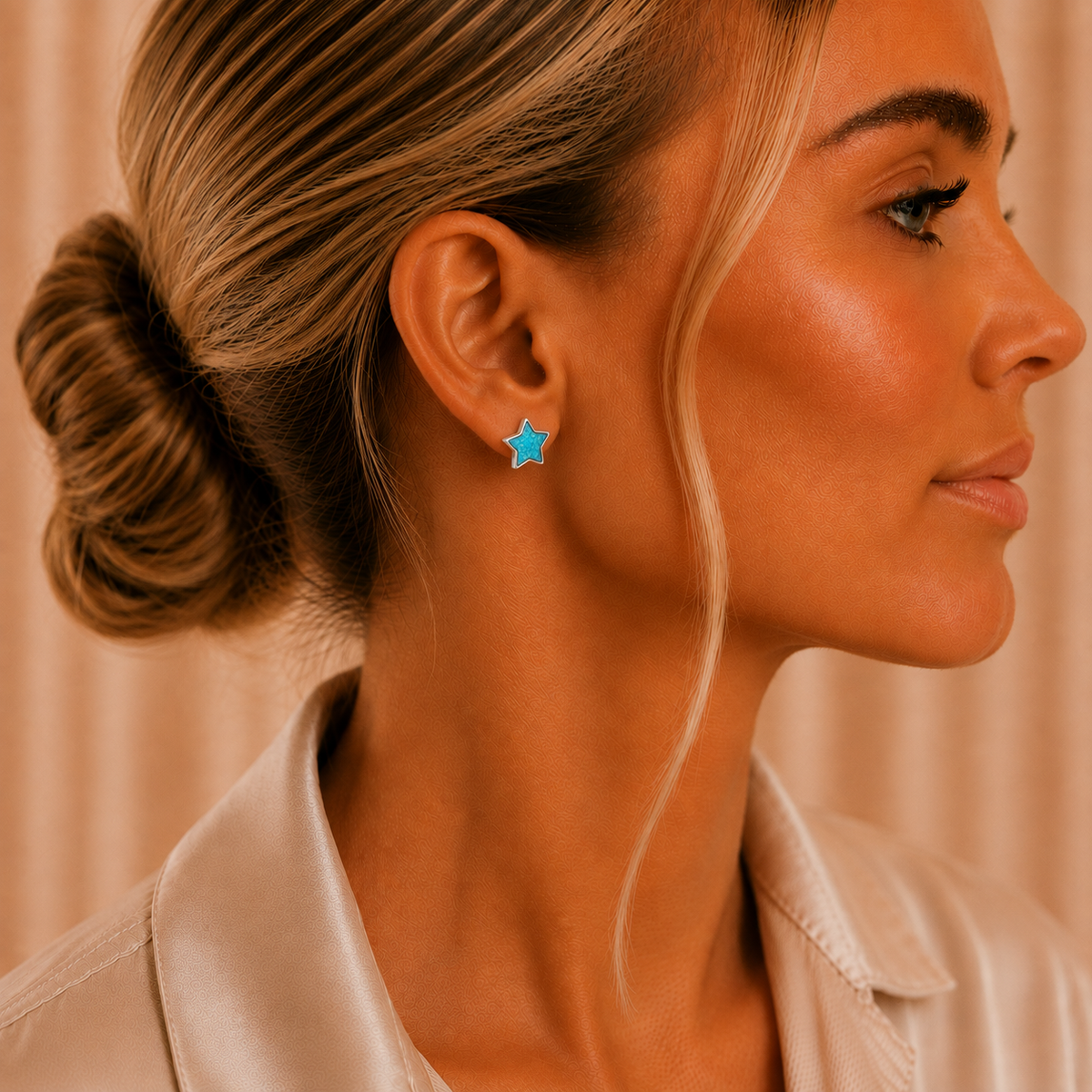 Starlight memorial stud earrings — sterling silver star ashes earrings, handcrafted in Lancashire, UK