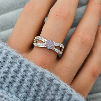 Keepsake Memorial Silver Stella Ashes Ring in unicorn purple  - Handcrafted in the UK