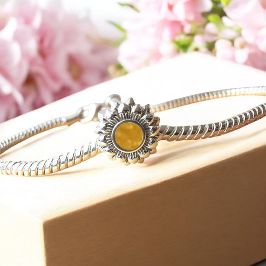 Solid 925 Silver Sunflower Charm Bead (Matching items available)