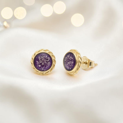 9ct gold rope edge stud earrings, Tala handcrafted in lancashire, uk