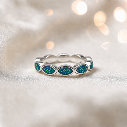Keepsake Memorial Silver Amara Ashes Ring in Teal Mist — handcrafted in Lancashire, UK