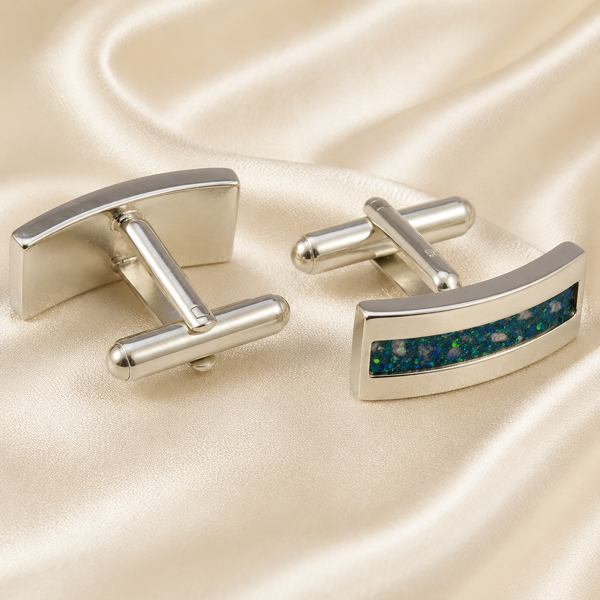 Ember memorial ashes cufflinks, handcrafted in Lancashire UK