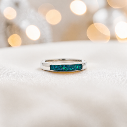 Keepsake Memorial Iris wishbone ashes ring in teal mist, handcrafted in Lancashire 