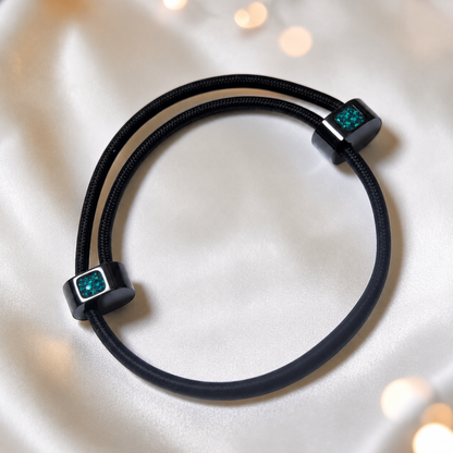 Teal mist Atlas men's stainless steel and cord memorial bracelet , handcrafted in Lancashire UK by Keepsake Memorial Jewellery