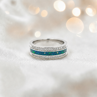 Keepsake Memorial Silver Evie Ashes Ring in Teal Mist - Handcrafted in the UK