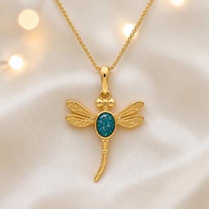 Teal Mist Golden Presence 9ct gold pendant, handcrafted in Lancashire UK – by Keepsake Memorial Jewellery