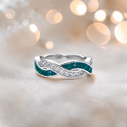 Keepsake Memorial silver Grace and ring, in teal mist, handcrafted in Lancashire, UK