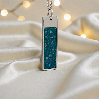 Teal Mist Valour men's sterling silver memorial pendant, handcrafted in Lancashire UK by Keepsake Memorial Jewellery