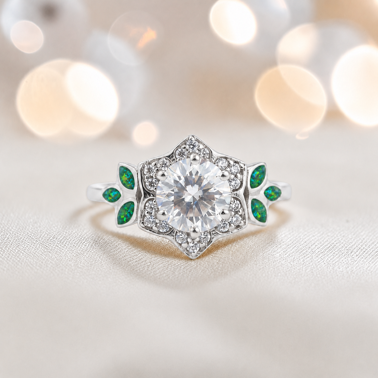 Keepsake Memorial Silver Olivia Ashes Ring in teal mist - Handcrafted in the UK