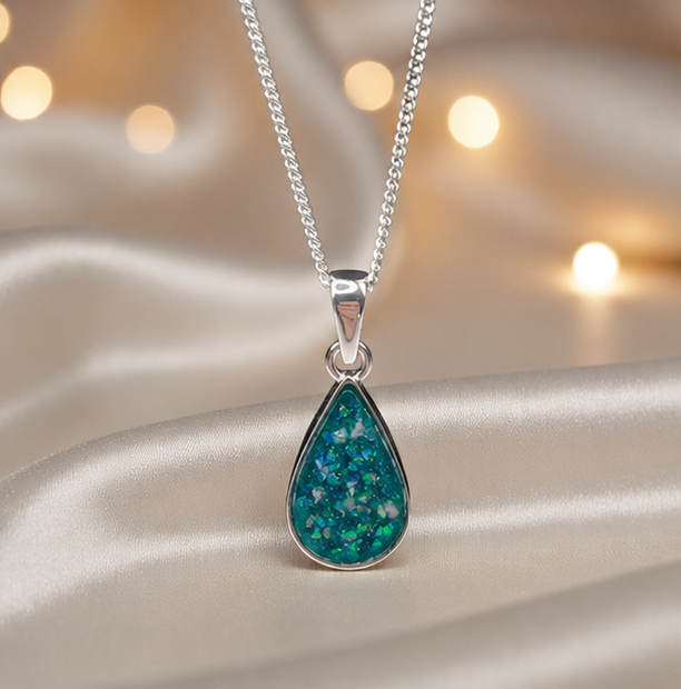 Keepsake Memorial Silver Ladies Teardrop Shape Ashes Pendant - Vega