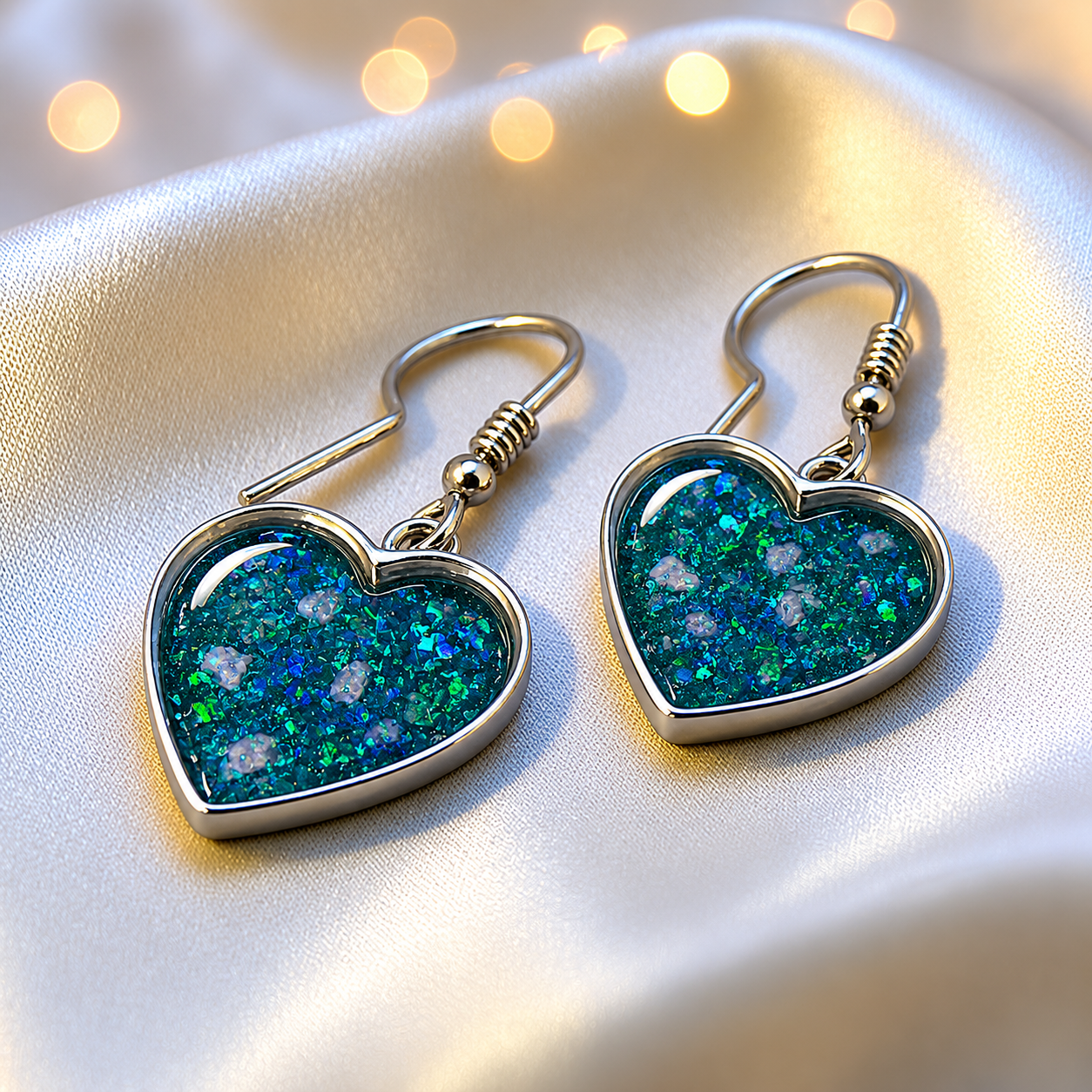Keepsake Memorial Silver Ladies Heart Ashes Earrings - Whispers Of Love