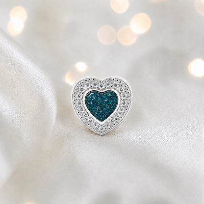 Teal mist sterling silver whispers of love  ashes memorial charm, handcrafted in Lancashire by keepsake memorial