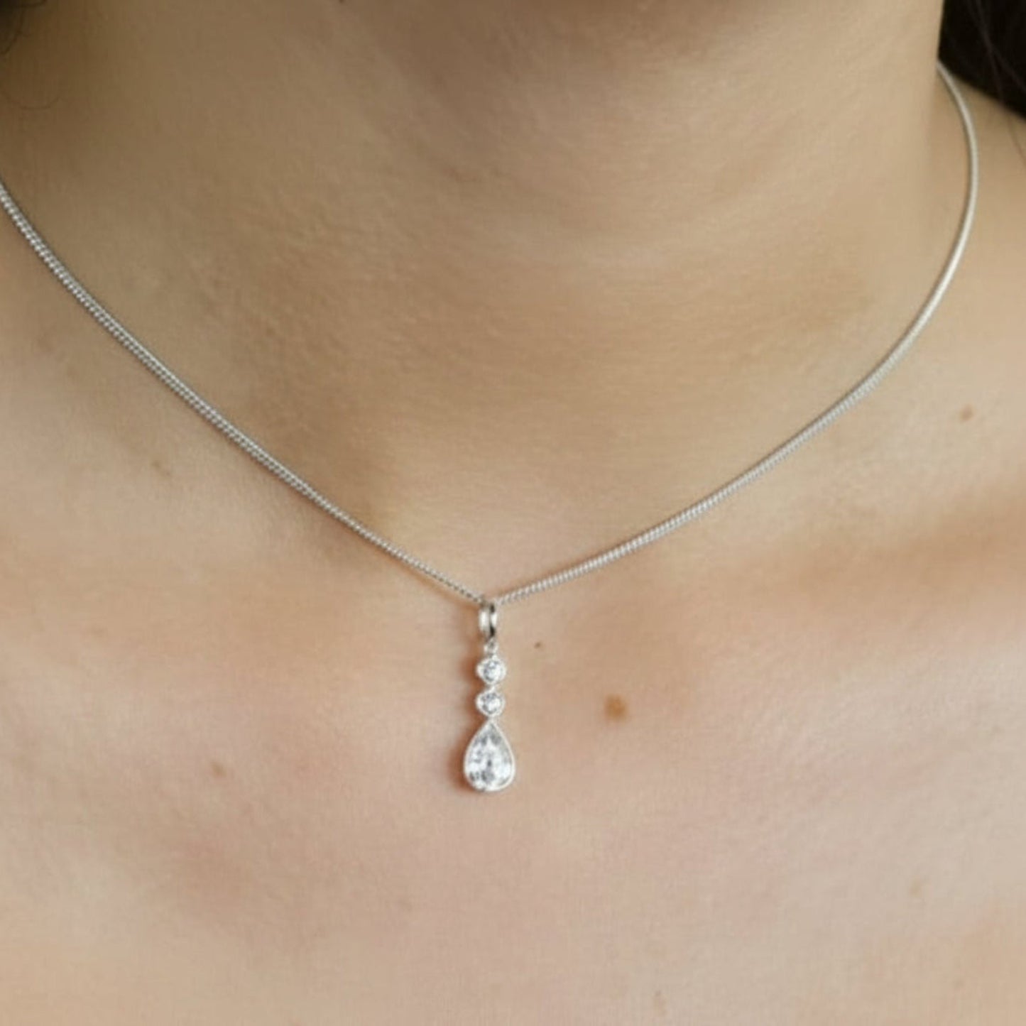 silver teardrop necklace handcrafted in uk
