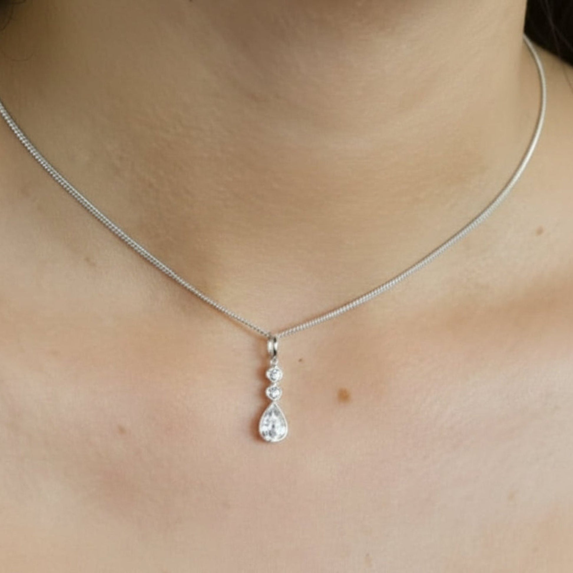silver teardrop necklace handcrafted in uk
