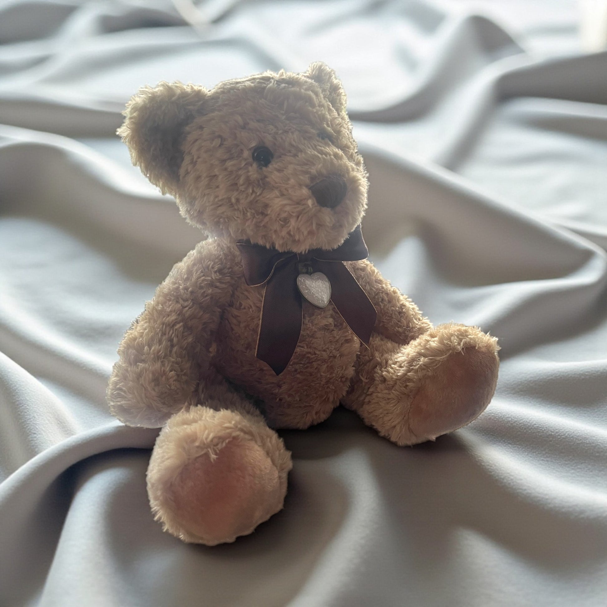 Teddy with ashes charm, char handcrafted in Lancashire, UK