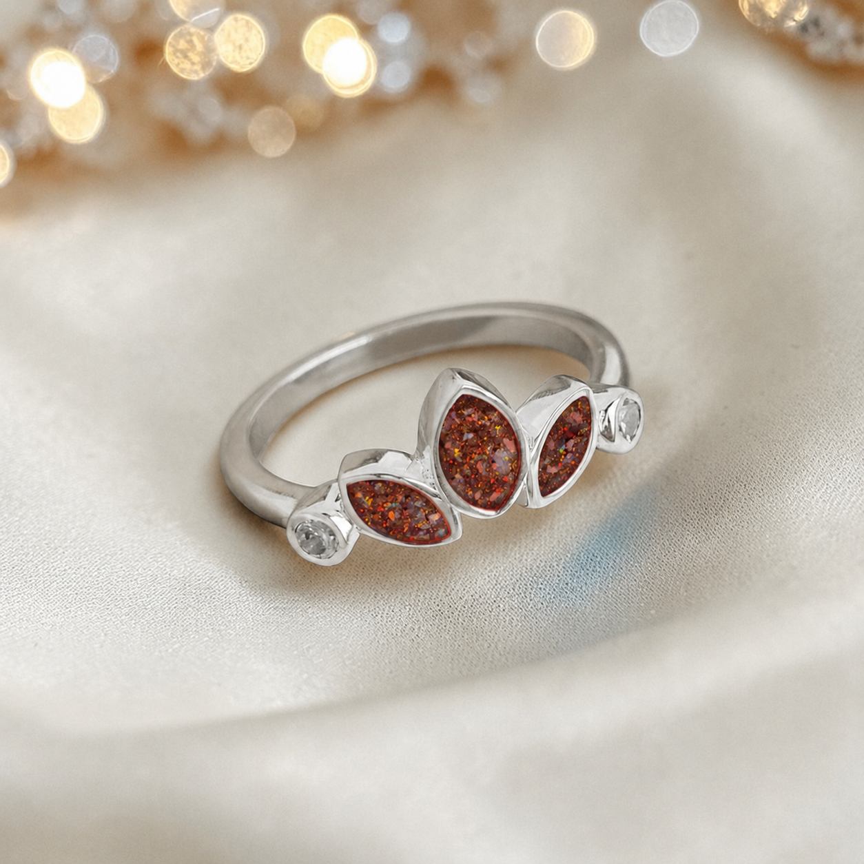 Keepsake memorial silver Thea ashes ring, in copper mocha, handcrafted in Lancashire, UK