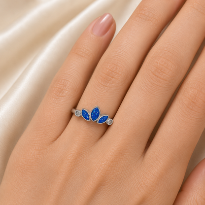 Keepsake memorial silver Thea ashes ring, in royal blue, handcrafted in Lancashire, UK