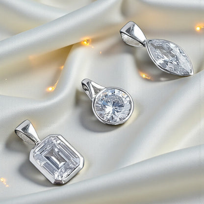three memorial pendants silver with cz stones handcrafted in lancashire, uk