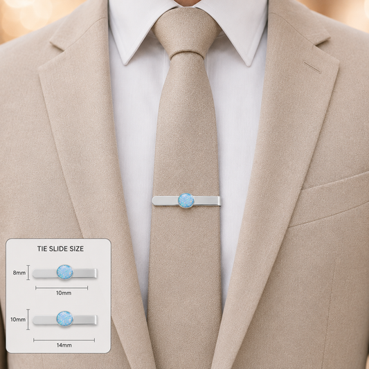 Tie slide - sterling silver memorial tie slide in baby blue, handcrafted in Lancashire UK - by Keepsake Memorial Jewellery 