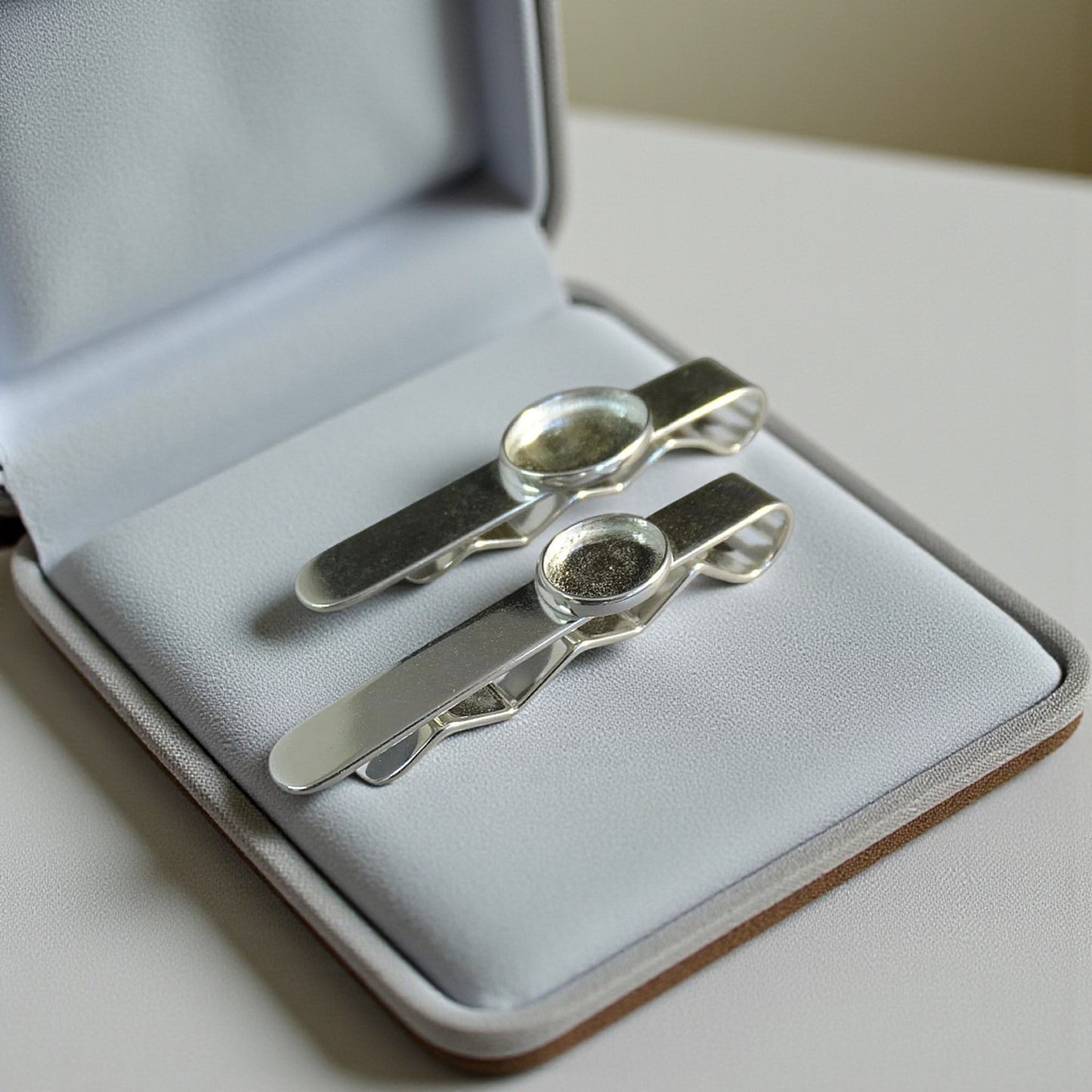 Silver tie slides, handmade memorial ashes UK
